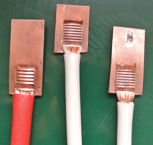 铜线束与端子片超声波点焊图片